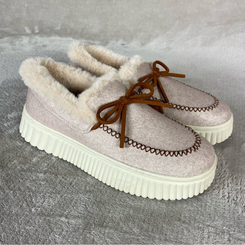 Skechers Cozy Ojai Shoes‎ Womens Size 8 Natural Fur Memory Foam Slipper NEW